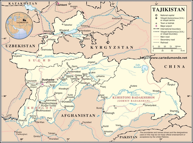 Map Tajikistan